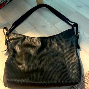 Anthropologie black woven tote handbag